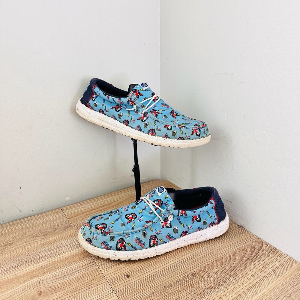 Hey Dude Wally Americana Party Vista Blue Men’s Size 11